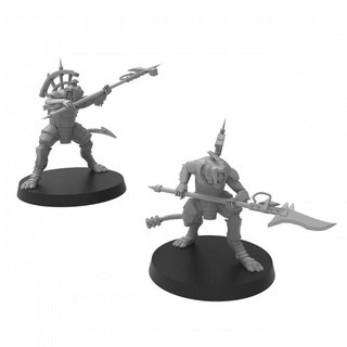 cheesestealer cult abomirat - presupported thatevilone big giant mask monster boy rat gas mouse 28mm melee halberd mice sci fi ratkin polehammer 3d print model - Mito3D