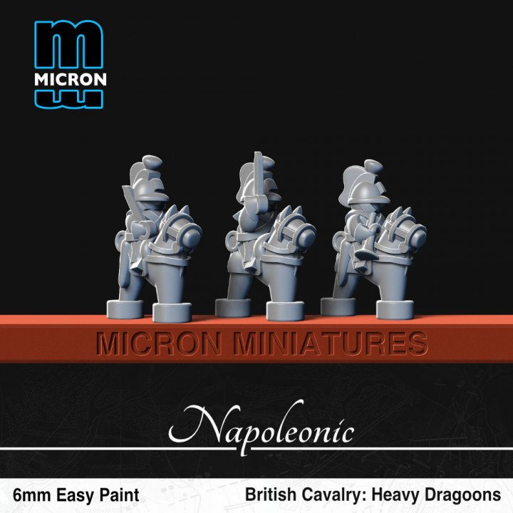 Britannico cavalleria pesante dragoni micron miniature giocattoli Giochi tavolo personaggi creature fantasia universo tavola negozio storico 6mm 1 300 napoleonica 3D print model - Mito3D