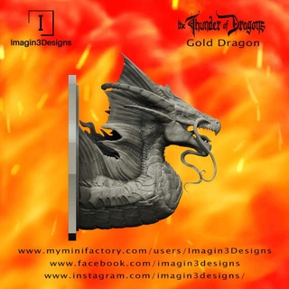 pre-supported voshaz'imagog -bringer golden dawn- gold dragon imagin3designs bust creature detailed fantasy painting resin golddragon thethunderofdragons 3d print model - Mito3D