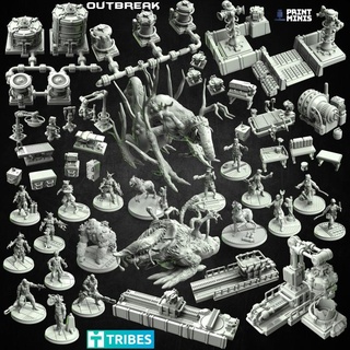outbreak evil lab - escape infected monsters & fungal print minis boss sci-fi science terrain gorilla medical soldiers mutated laboratory squad scenery workers survivors cryo troops infection 3d print model - Mito3D