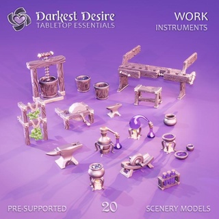 work instruments darkest desire  Toys & Games Tabletop Tabletop Characters & Creatures Fantasy Universe Board Games Tabletop Store Tabletop 3D Printable Terrain Fantasy Terrain decoration environment fantasy furniture set terrain props anvil boardgame tabletop d&d dnd vise scenery alchemy pnp scatter assets presupported whetstone  3d print model - Mito3D