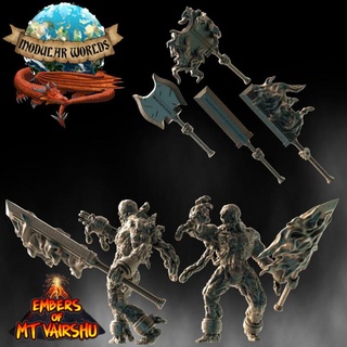 modular magma giant worlds Toys & Games Tabletop Characters Creatures Fantasy Universe Board Store axe dragons dungeons sword customizable fire volcano elemental mountain pathfinder lava jotun ember embers mt vairshu 3d print model - Mito3D