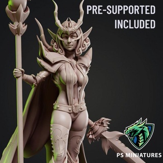 drow sorceress pose 1 + pinup variant paul scott Toys & Games Tabletop Characters Creatures Fantasy Universe Board Store dark dungeons elf fantasy female silver sword warrior magic spider mage evil scythe underdark daughters dok lolth khaine 3d print model - Mito3D