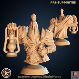 human paladin bust my3dprintforge Fan Art Tabletop Characters & Creatures Fantasy Universe Busts free lantern model printing warrior warcraft pre-supported 3d print model - Mito3D