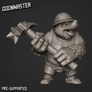 hammer pick mole1 goon master Toys & Games Tabletop Characters Creatures Fantasy Universe Board Store animal axe dark fantasy wargaming miner miniature tunnel tabletop cave shovel dnd folk pathfinder dig mole spelunking 3d print model - Mito3D