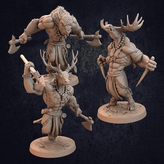 frontier minotaur's - presupported dragon trappers lodge Toys & Games Tabletop Characters Creatures Fantasy Universe Board Store axe beast boss creature dungeons spear stag minotaur creatures knives dnd moose bison antlers beasts 3d print model - Mito3D