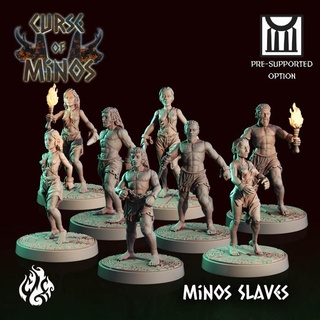 minos slaves crippled god foundry Toys & Games Tabletop Characters Creatures Fantasy Universe Board Store fantasy female greece rpg male minotaur patreon dnd chains captive slave npc cgf 3d print model - Mito3D