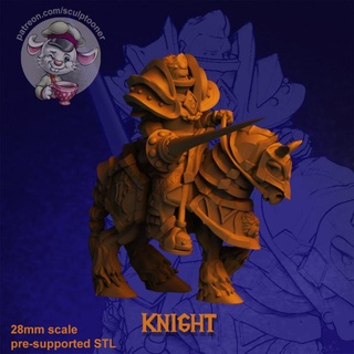 knight - 28 mm miniature 3d print model sculptooner Toys & Games Tabletop Characters Creatures Fantasy Universe Board fantasy scale warrior fan boardgames warcraft boardgame wargame patreon alliance 28mm 3d print model - Mito3D