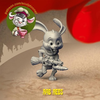 funny rabbit - reb rabs 32 mm printable miniature 3d print model sculptooner Toys & Games Tabletop Characters Creatures Fantasy Universe Board Store cartoon games character 3dprint stylized wargame revolution dnd 32mm board rebbel 3d print model - Mito3D