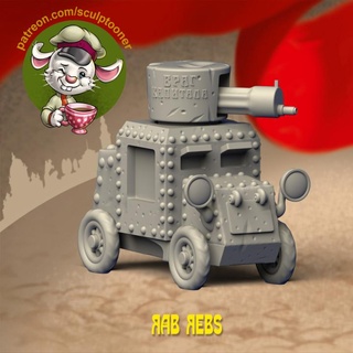armored warcar - reb rabs 32 mm printable miniature 3d print model sculptooner Toys & Games Tabletop Characters Creatures Fantasy Universe Vehicles Machines Board cartoon games tank 3dprint stylized boardgames wargame revolution dnd 32mm rebbel 3d print model - Mito3D