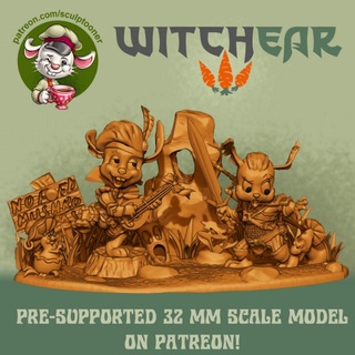 witchear - 32 mm pre supported diorama 3d print model sculptooner Toys & Games Tabletop Characters Creatures Fantasy Universe Board Store cartoon fantasy rpg fan miniature stylised boardgame witcher dnd 32mm 3d print model - Mito3D
