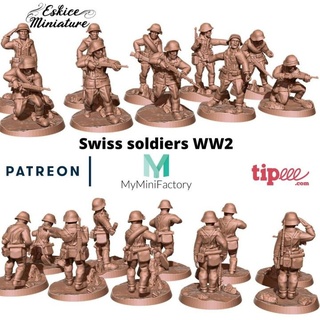 soldados suisse 28mm juego guerra eskice miniatura juguetes juegos mesa caracteres criaturas tablero Tienda figurilla soldado ww2 suizo global infantería 3d print model - Mito3D