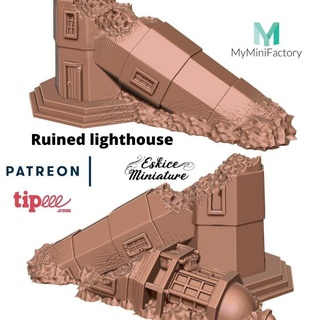 phare en ruine - 28mm wargame eskice miniature aron Toys & Games Tabletop 3D Printable Terrain Board Store action bolt figurine decor lighthouse truit 3d print model - Mito3D