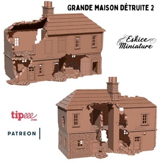 destroyed house 3 - 28mm wargame eskice miniature aron Toys & Games Tabletop 3D Printable Terrain Board Store action bolt ww2 decor maison ruined ruine 3d print model - Mito3D
