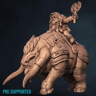 dwarf war beast print minis Toys & Games Tabletop Characters Creatures Fantasy Universe Board Store boss creature mount chief rhino special mounted dwarves horned 3d print model - Mito3D