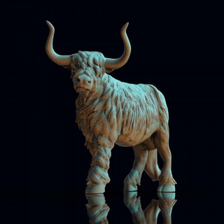 highland cow by print my minis Store animal creature farm 3d print model - Mito3D