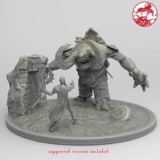 troll wereshark vs old monster hunter diorama by 2moronic miniatures Toys & Games Tabletop Characters Creatures Fantasy Universe Board Store board dragons dungeons fantasy game mini rpg miniature tabletop d&d pathfinder 5e pre-supported swargard 3d print model - Mito3D