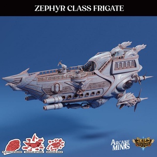 airship - zephyr assault frigate by arcane minis Toys & Games Tabletop Characters Creatures Fantasy Universe Vehicles Machines Board dragon dragons dungeons eagle hook navy ring roleplay rpg ship magic steampunk crystal flying magical elemental dungeon grappling eagles playable propellers cannons 5e eberron arcanapunk magipunk magitech sordane skies interiors cin'dar thrusters 3d print model - Mito3D