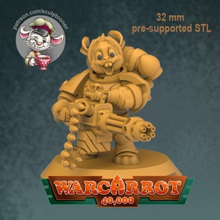 mad gunner - 32 mm miniature from warcarrot 40000 3d print model by sculptooner Toys & Games Tabletop Characters Creatures Sci-Fi Universe Board Store cartoon warhammer stylised warhammer40k wh40k 32mm board games warhammer40000 3d print model - Mito3D