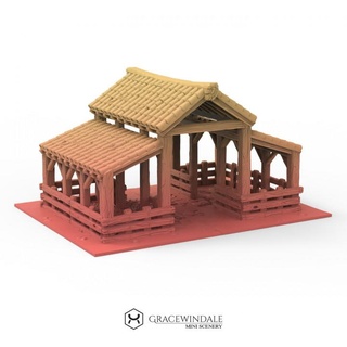 stables by gracewindale mini scenery Toys & Games Tabletop Characters Creatures Fantasy Universe Board 3D Printable Terrain building fantasy medieval prop terrain wargames horse props miniature tabletop diorama d&d 28mm dnd 32mm stable stall hay 3d print model - Mito3D