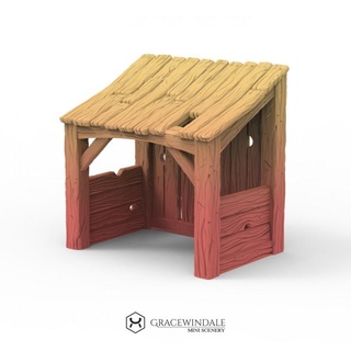 open storage gracewindale mini scenery Toys & Games Tabletop Characters Creatures Fantasy Universe Board 3D Printable Terrain prop terrain wargames props miniature tabletop diorama d&d 28mm dnd 32mm stall 3d print model - Mito3D