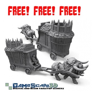 merchant wagon dire ox gamescape3d Toys & Games Tabletop Characters Creatures Fantasy Universe Board free oxen 3d print model - Mito3D