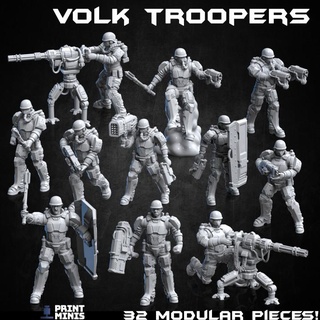 volk diesel troopers modular - ironside docks collection print minis Toys & Games Tabletop Characters Creatures Fantasy Universe Board army sci-fi military soldiers squad dieselpunk killteam troops 3d print model - Mito3D