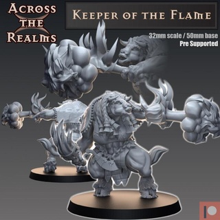 keeper flame across realms Store female gaming rpg miniature tabletop minotaur dnd pathfinder 5e 3d print model - Mito3D