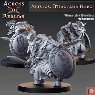 aristos minotaure héros 39 côté royaumes boutique ancien Athéna jeu Grèce hibou rpg table dnd hoplite 5e 3d print model - Mito3D