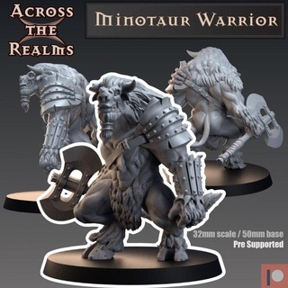 minotaur warrior across realms Store gaming miniature tabletop dnd pathfinder 5e 3d print model - Mito3D