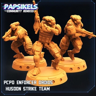 pcpd enforcer droid units hudson strike team papsikels miniatures Toys & Games Tabletop Characters Creatures Sci-Fi Universe Board Store robot weapons mecha military mech police droids swat 3d print model - Mito3D