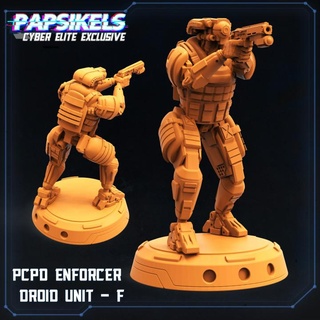pcpd enforcer droid unit - f papsikels miniatures Toys & Games Tabletop Characters Creatures Sci-Fi Universe Board Store robot soldier handgun weapons mech marine tactics swat 3d print model - Mito3D