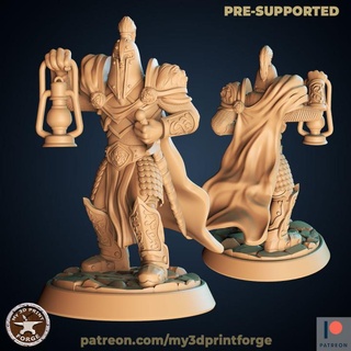 human paladin lantern 32mm my3dprintforge Toys & Games Tabletop Characters Creatures Fantasy Universe Board Store fantasy hero model miniature warcraft patreon dnd unknown pathfinder seeker pre-supported 3d print model - Mito3D