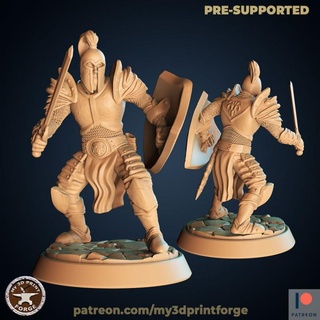 humano guerrero proteger espada 32mm my3dprintforge juguetes juegos mesa caracteres criaturas fantasía universo tablero Tienda mazmorras hombre impresión resina Warcraft ataque dnd pionero pre supported feroz figter 3d print model - Mito3D