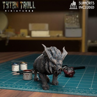 boar 03 pre-supported tytantroll miniatures Toys & Games Tabletop Characters Creatures Fantasy Universe Board Store fantasy pig horns creatures dnd 32mm woodland boars presupported demonboar fantasm 3d print model - Mito3D
