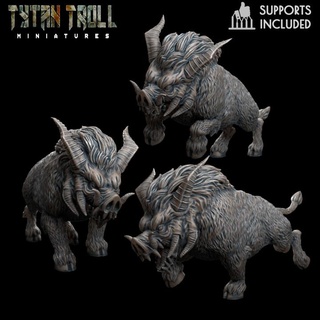 boar pack pre-supported tytantroll miniatures Toys & Games Tabletop Characters Creatures Fantasy Universe Board Store creature dragons dungeons fantasy scale miniature minis creatures 32mm woodland boars 3d print model - Mito3D