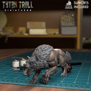 wolf 01 pre-supported tytantroll miniatures Toys & Games Tabletop Characters Creatures Fantasy Universe Board Store creature dog fantasy scale minis canine 32mm woodland doggy lupin wolfboi 3d print model - Mito3D