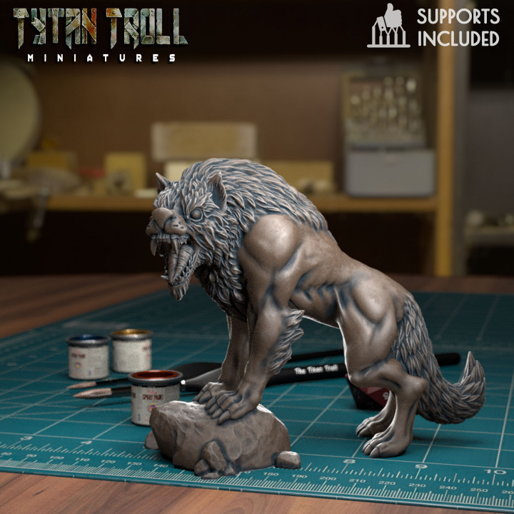 lobo 02 pre supported tytantroll miniaturas juguetes juegos mesa caracteres criaturas fantasía universo tablero Tienda escala rock miniatura minis 32mm bosque clamoroso feroz lupino 3D print model - Mito3D