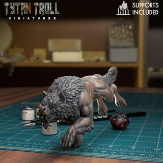 wolf 03 pre-supported tytantroll miniatures Toys & Games Tabletop Characters Creatures Fantasy Universe Board Store fantasy mini running scale minis 32mm woodland wolfpack presupported fierce lupin 32scale 3d print model - Mito3D