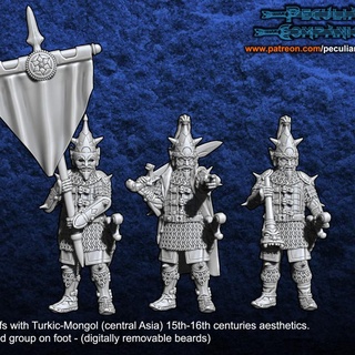 turko-mongol dark elfs - command group foot erramir orlans Toys & Games Tabletop Characters Creatures Fantasy Universe Board wargame 28mm 3d print model - Mito3D