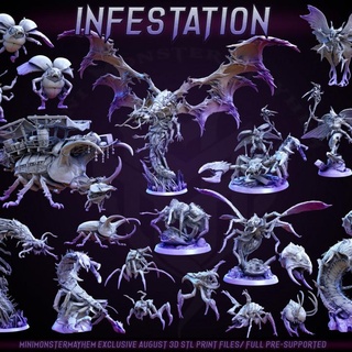 infestation minimonstermayhem release mini monster mayhem Toys & Games Tabletop Characters Creatures Fantasy Universe Board Store beast bug fantasy gaming insect lady mount rpg scorpion worm rhino tabletop ant centipede moth insectoid 5e burden 3d print model - Mito3D