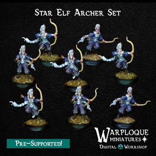 star elf archer set warp miniatures Toys & Games Tabletop Characters Creatures Sci-Fi Universe Board Store fantasy female wargaming warhammer bow heroic elves 28mm archers dnd 32mm kings war wood high dark 3d print model - Mito3D