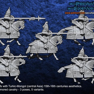 turko mongol Sombrio elfs pesado lanceiros erramir orlans brinquedos jogos tampo mesa personagens criaturas fantasia universo borda guerra cavalaria 28mm 3d print model - Mito3D
