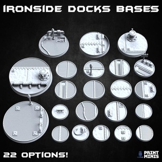 ironside docks scenic bases - 22 miniatures print minis Toys & Games Tabletop accessories Characters Creatures Fantasy Universe Board industrial metal sci-fi factory scenery dieselpunk dockyard 3d print model - Mito3D