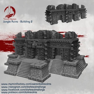 sombre royaumes jungle ruines bâtiment 2 forger jouets Jeux table personnages créatures fantaisie univers planche boutique 3D imprimable terrain aztèque maya amazone inca hommes lézards séraphon 3d print model - Mito3D