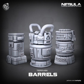barrels pre-supported nebula cast n play Toys & Games Tabletop Characters Creatures Sci-Fi Universe 3D Printable Terrain Board Store scifi 3d print model - Mito3D