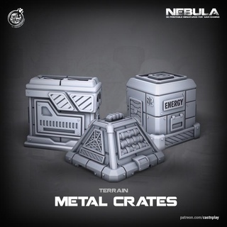 metal crates pre-supported nebula cast n play Toys & Games Tabletop Characters Creatures Sci-Fi Universe 3D Printable Terrain Board Store terrain scifi sci fi castnplay presupported 3d print model - Mito3D
