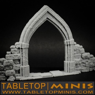 gothic archway tabletopminis Toys & Games Tabletop Characters Creatures Fantasy Universe Board Store 3D Printable Terrain ancient architecture building door historical medieval old stone structure wall church castle cathedral landmark arch historic entrance archways 3d print model - Mito3D