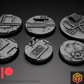 round bases set future - free sample romain dewaest Tabletop accessories Characters & Creatures Sci-Fi Universe starwars terrain warhammer miniature scifi base tabletop decor dnd 32 40 25 3d print model - Mito3D
