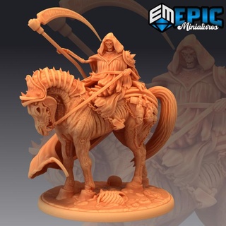 horseman death apocalyptic rider dead epic-miniatures Toys & Games Tabletop Characters Creatures Fantasy Universe Board Store fantasy medieval monster rpg skeleton undead warhammer zombie horse sla enemy tabletop scythe dungeon dnd pathfinder npc pre-supported supported pre 3d print model - Mito3D